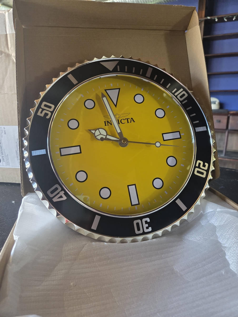 Invicta Yellow and Black Wall Clock - Bold Home Accent PRO DIVER